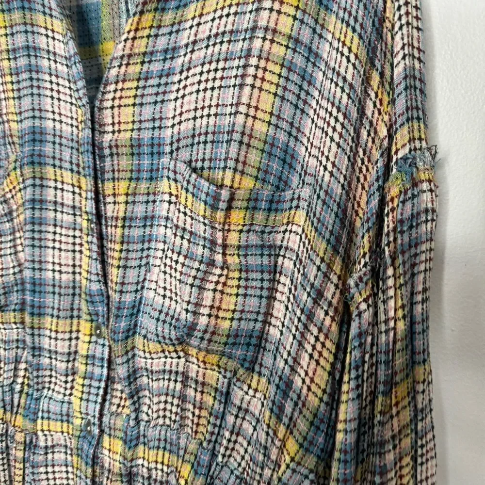 Free People By the Way Plaid Mini Dress size small